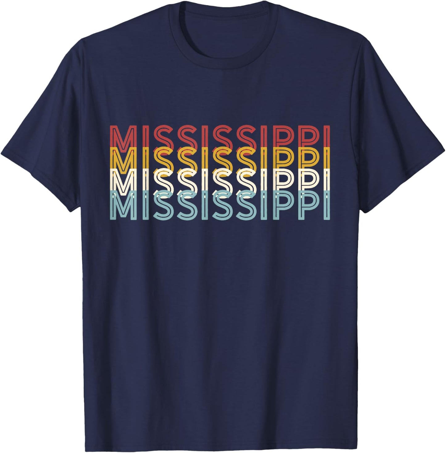 USA 70's State Retro Vintage Mississippi T-Shirt - T-Shirt | Navy