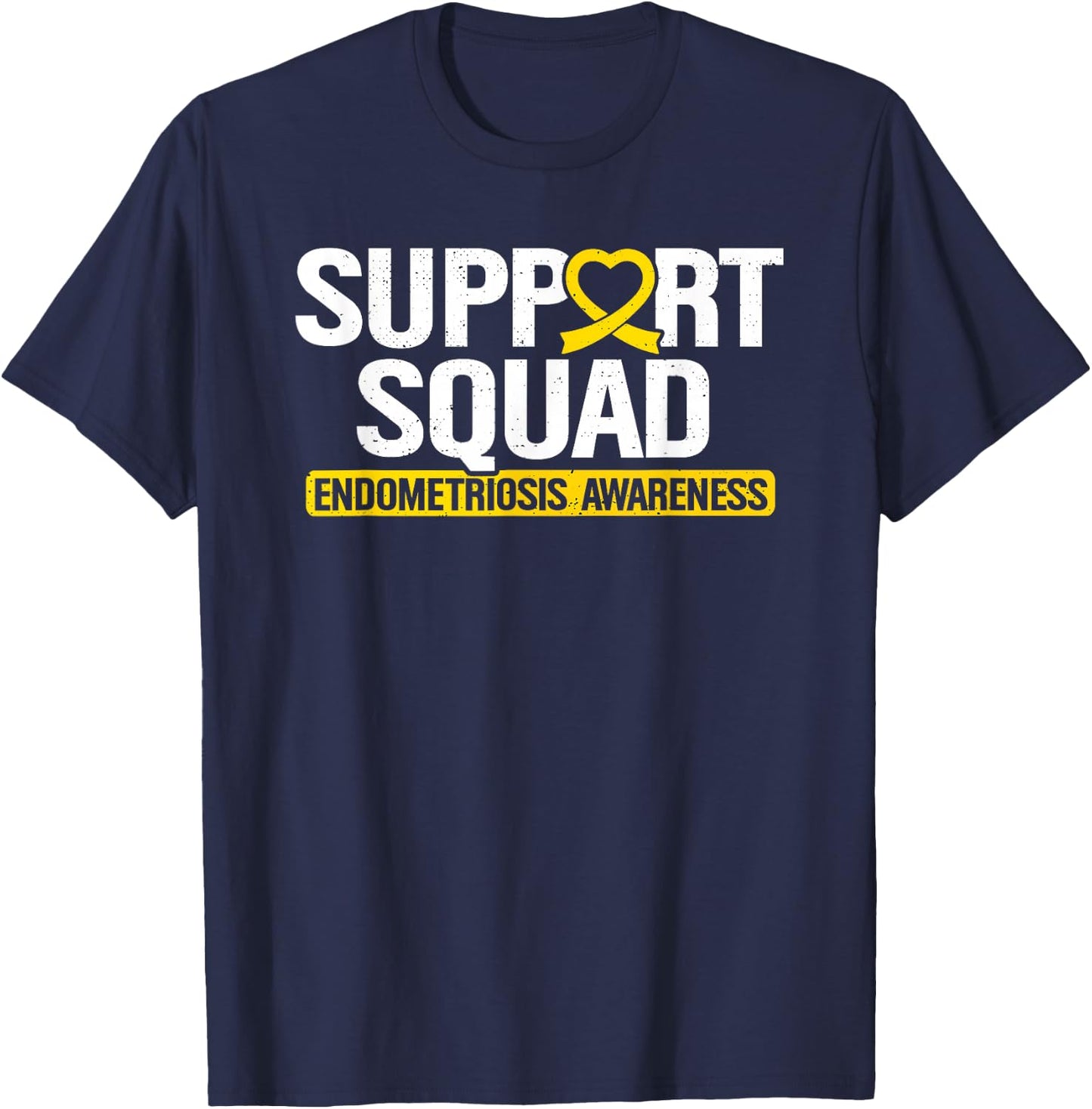 Endometriosis Support Squad Yellow Ribbon Endo Warrior T-Shirt - T-Shirt | Navy