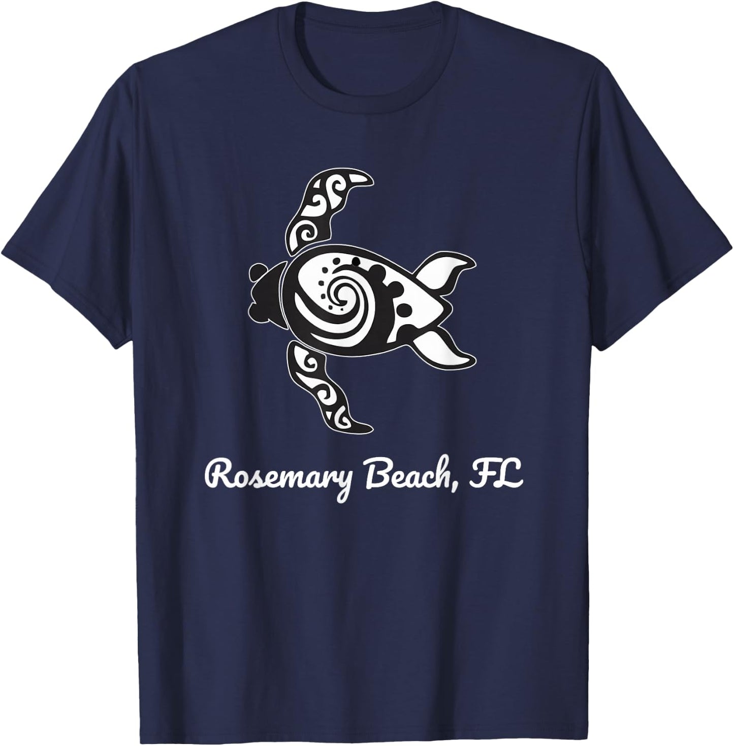 Beach Rosemary, FL Tribal Art Sea Turtle T-Shirt - T-Shirt | Navy