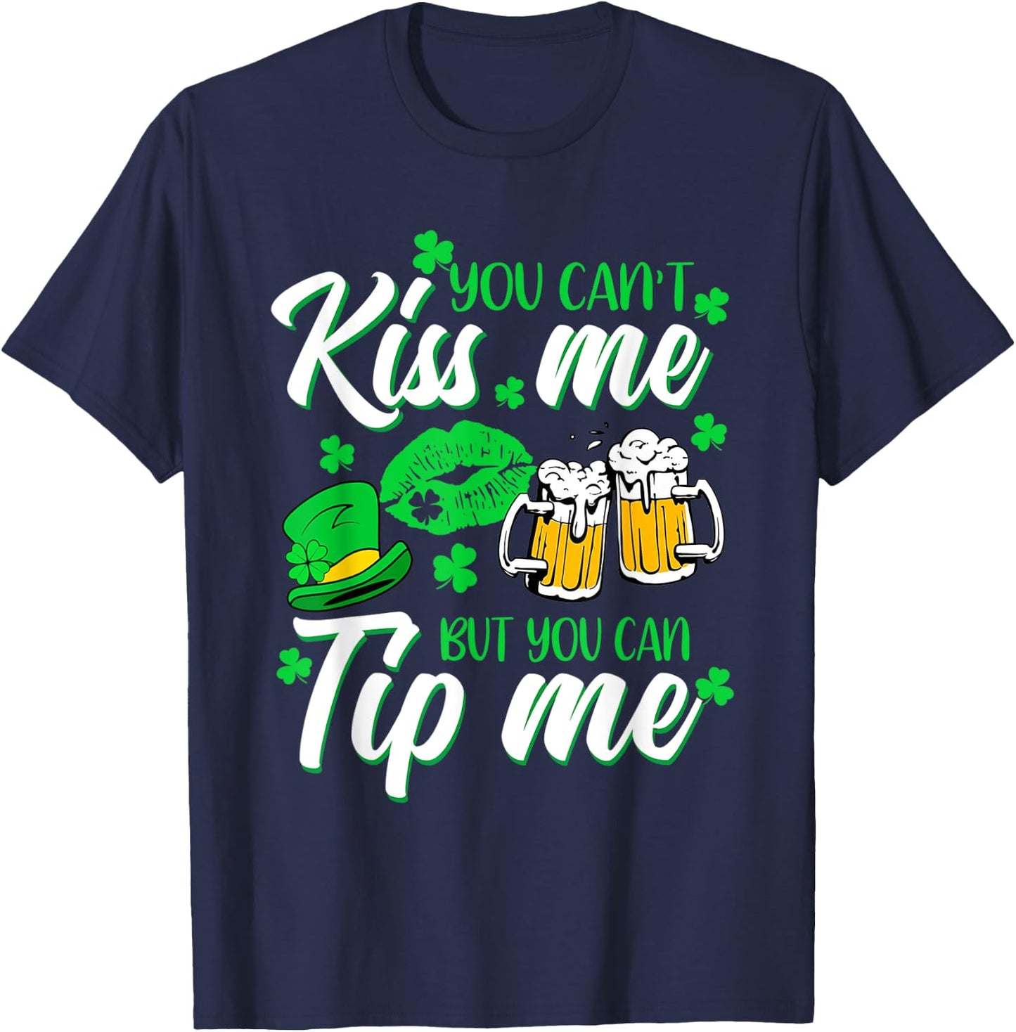 St Patrick's Day Lucky Shamrock Waitress Bartender Waiter T-Shirt - T-Shirt | Navy