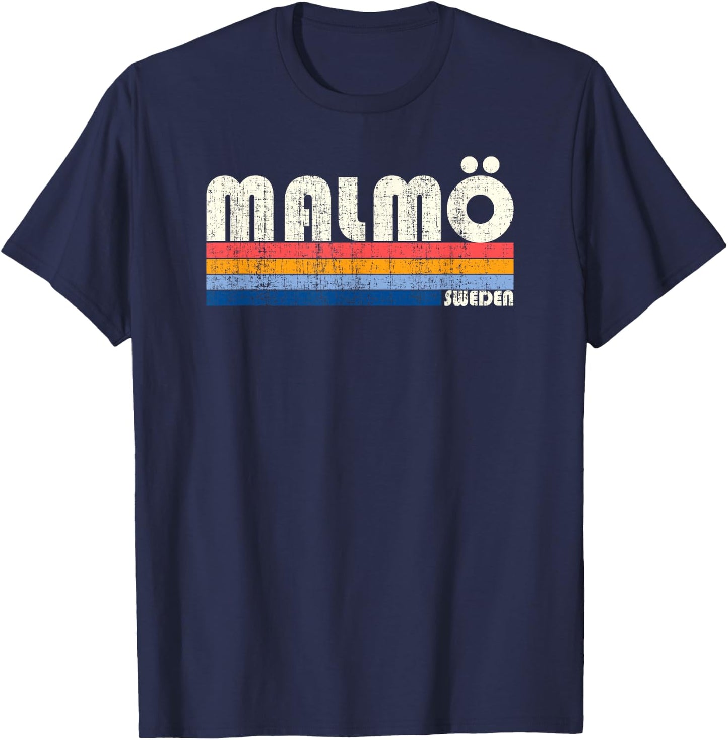 Retro Vintage 70s 80s Style Malmö, Sweden T-Shirt - T-Shirt | Navy