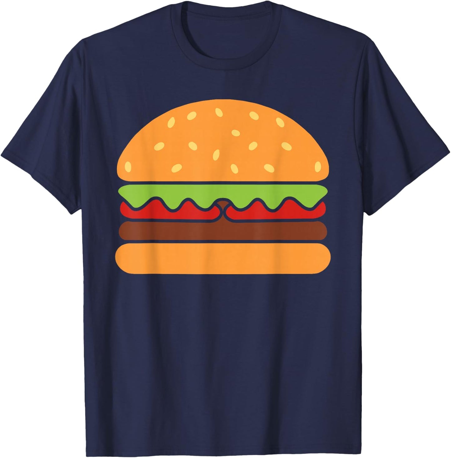 Cool Hamburger Art Men Women Minimalist Burger Cheeseburger T-Shirt - T-Shirt | Navy
