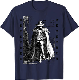 Remember Remember Guy Fawkes Day Vintage Illustration T-Shirt - T-Shirt | Navy