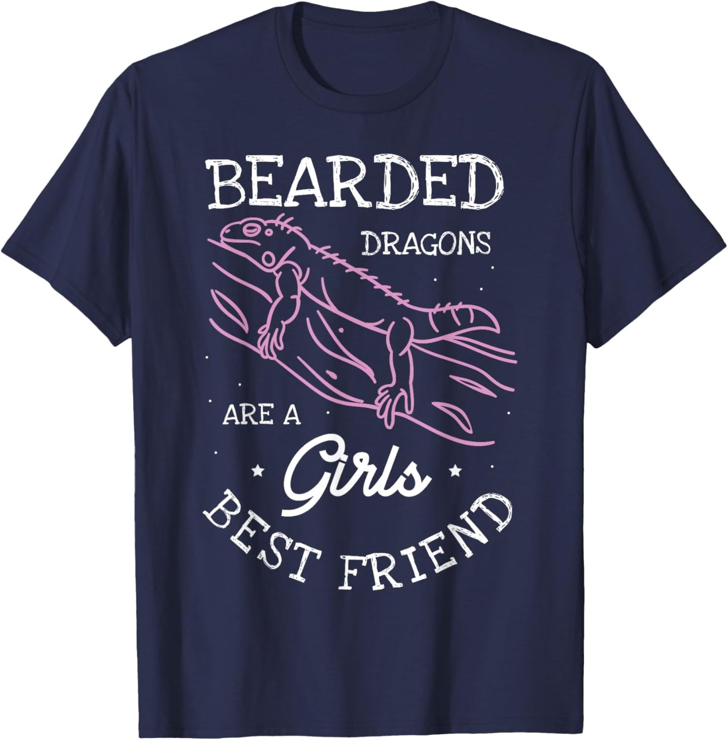 Bearded dragons are a girls best friend | Bearded Dragon T-Shirt - T-Shirt | Navy