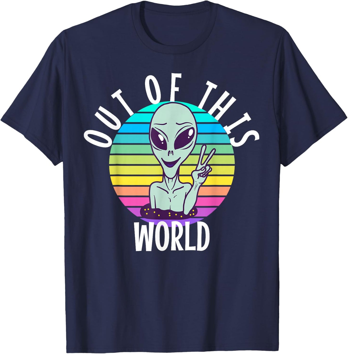 Funny Alien and UFO Space Apparel Out of This World - -Adults, -Kids - Black - Short Sleeve - Alien-Themed - Cotton, Polyester - Small T-Shirt - T-Shirt | Navy