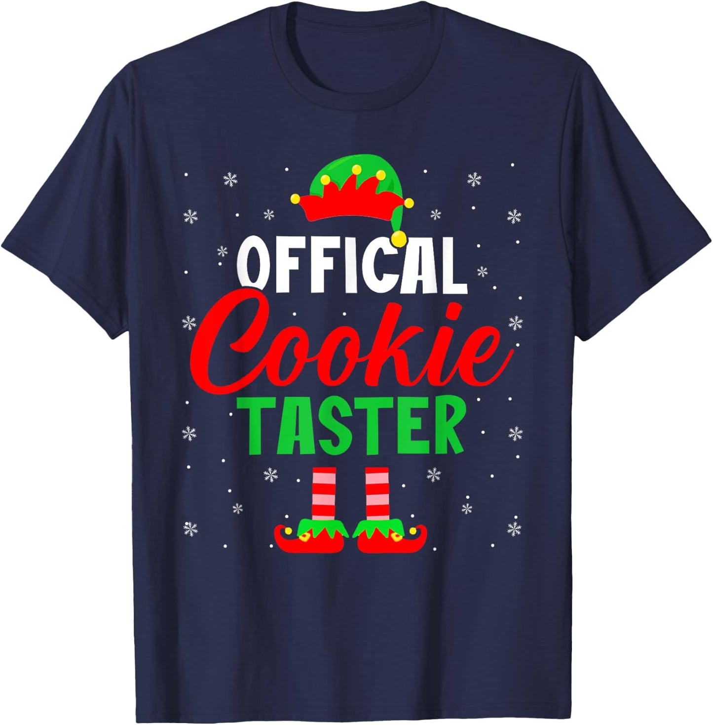 Official Cookie Taster Christmas ELF Matching Family Group T-Shirt - T-Shirt | Navy