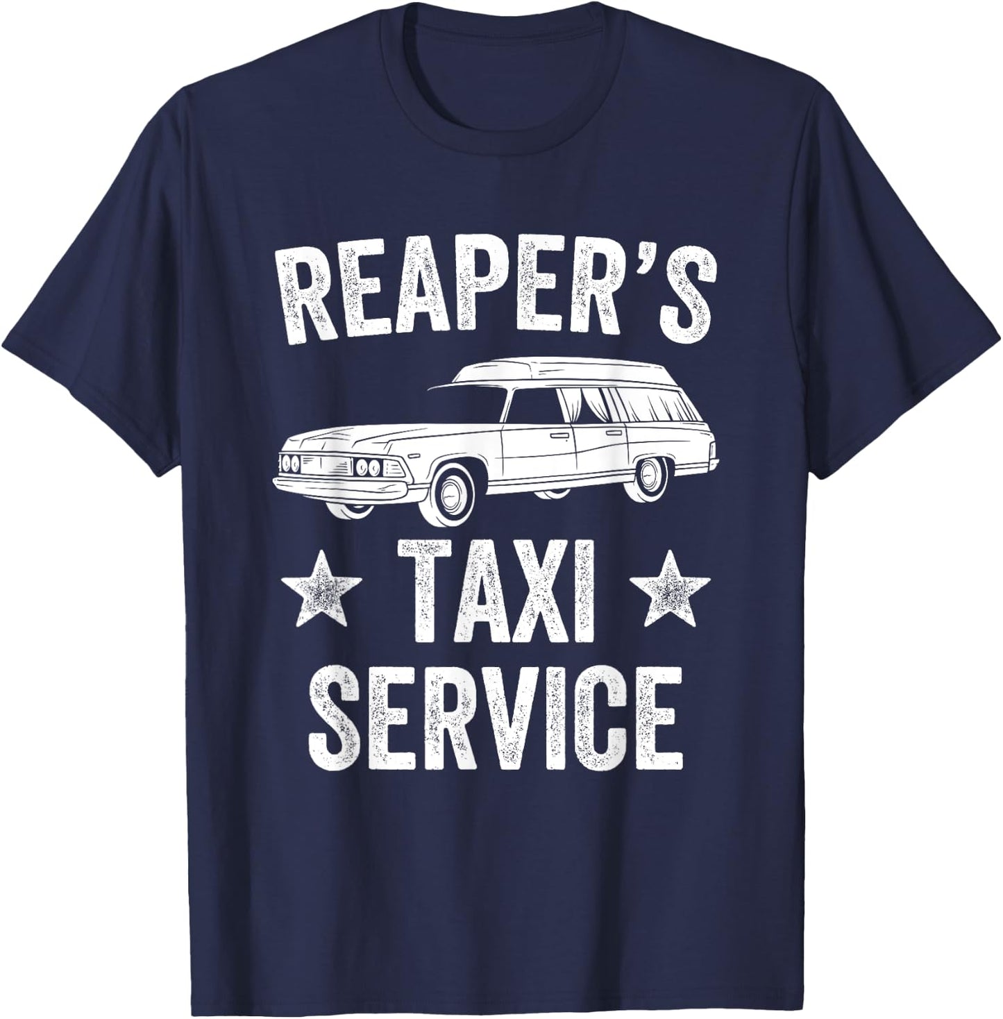 Reaper's Taxi Driver Hearse Funny Funeral Director T-Shirt - T-Shirt | Navy
