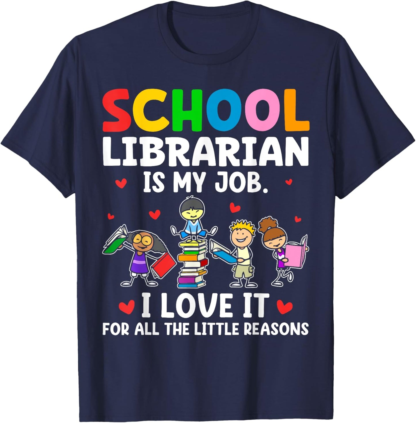 Kindergarten Elementary School Librarian Cute Back To School T-Shirt - T-Shirt | Navy