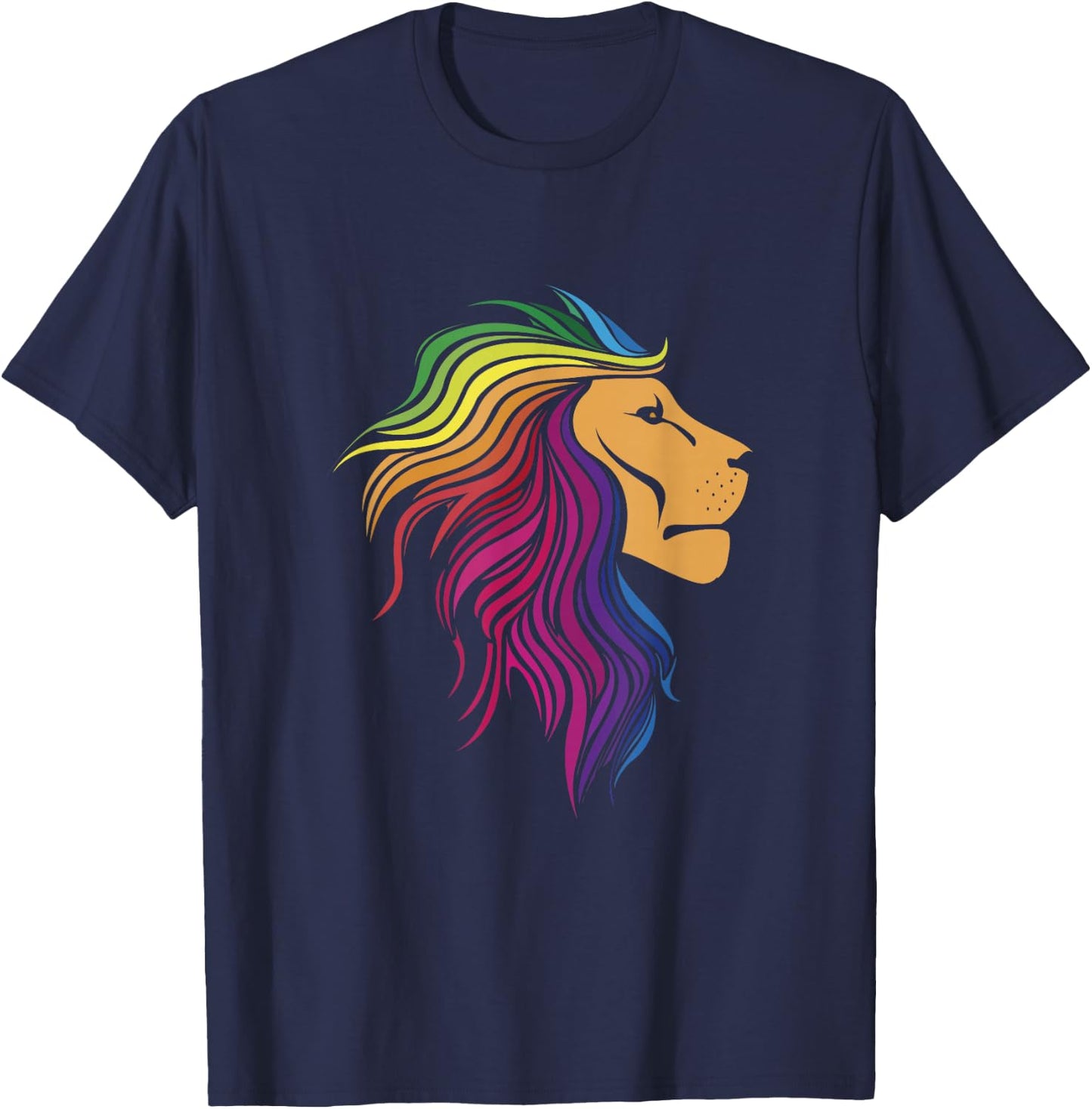 Rainbow Lion | Rainbow Lesbian Funny Pride Month T-Shirt - T-Shirt | Navy