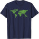 World Map Binary Pixel Map Stem Geek Tech Men Programmer Map T-Shirt - T-Shirt | Navy