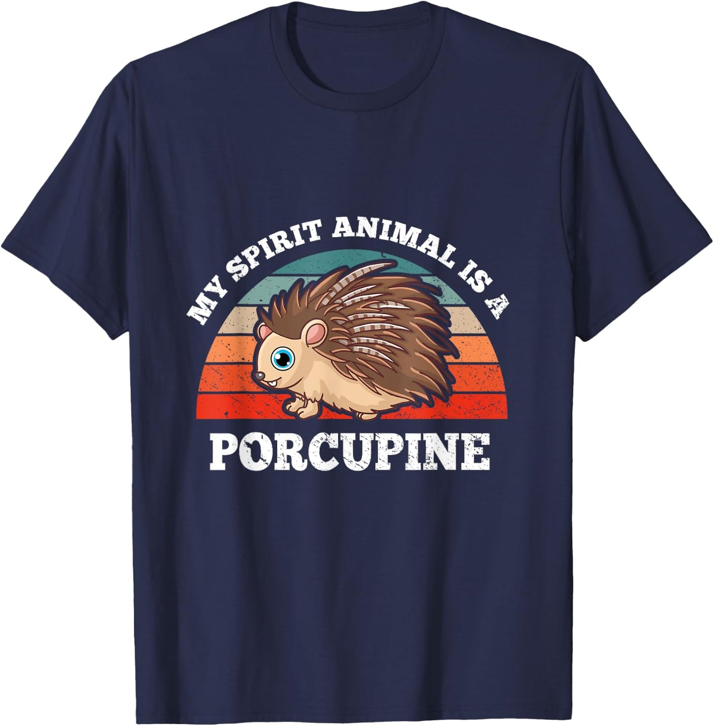 Retro Vintage My Spirit Animal Is A Porcupine T-Shirt - T-Shirt | Navy