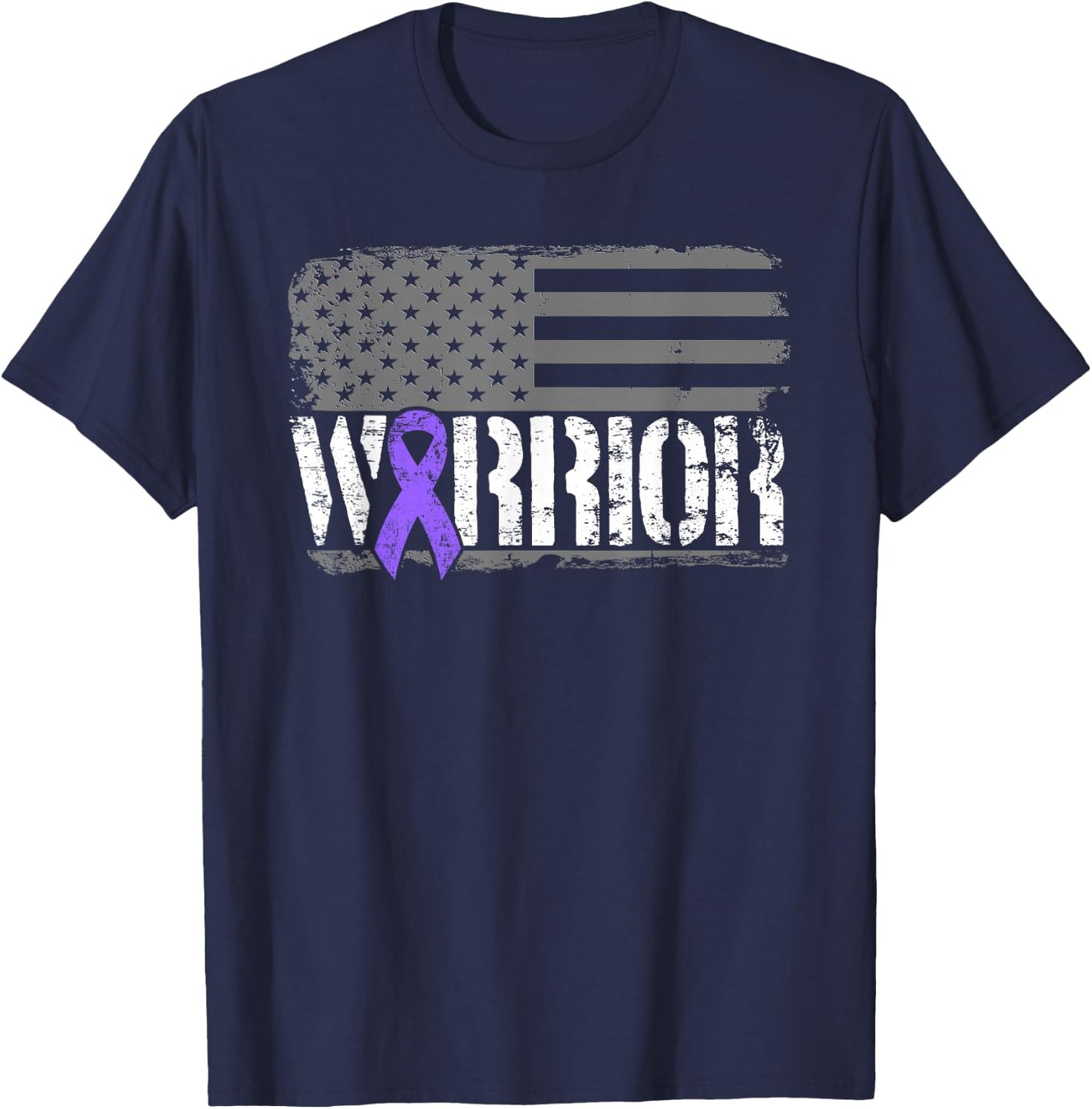 Hodgkins Lymphoma Warrior Awareness - American Flag T-Shirt - T-Shirt | Navy