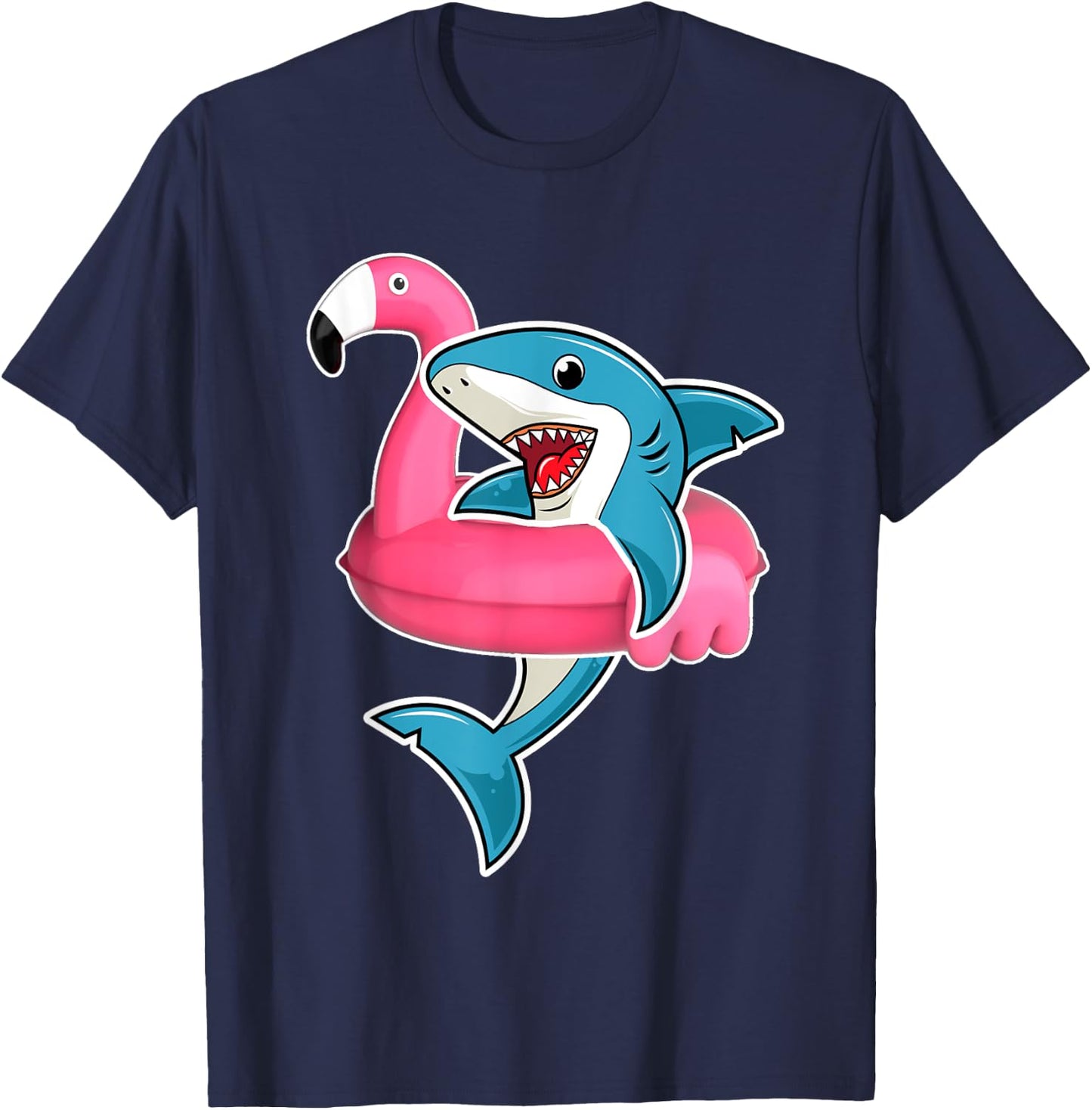 Funny Flamingo Float Summer Shark Floating T-Shirt - T-Shirt | Navy