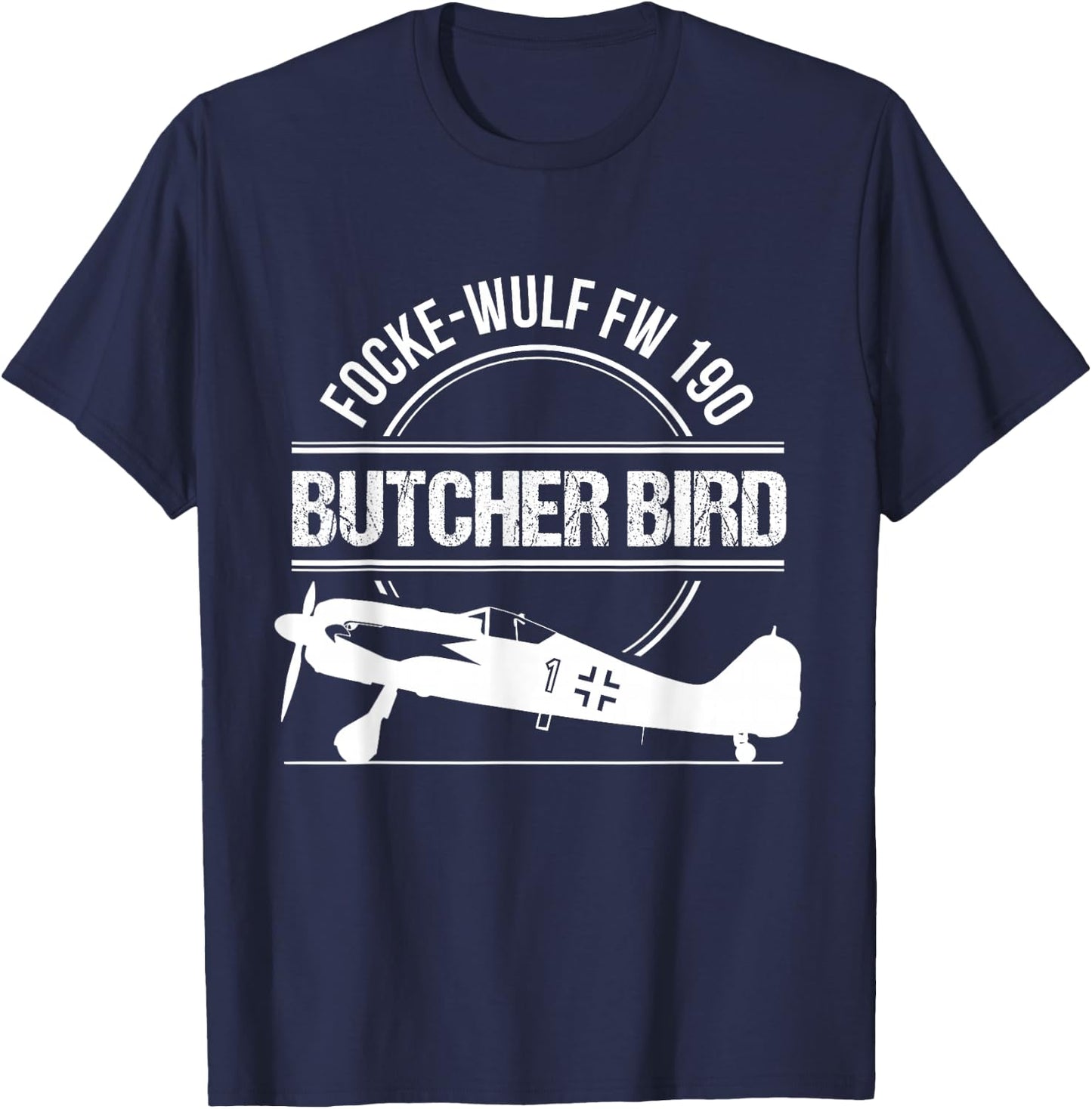Focke Wulf FW 190 Butcherbird Warbird Fighter Aircraft Shirt T-Shirt - T-Shirt | Navy