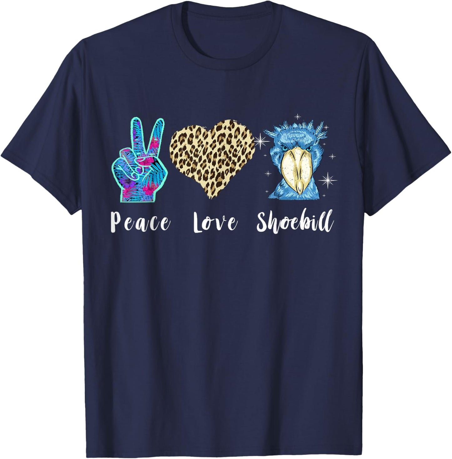 Shoebill Love Peace African Bird Shoebill Bird African Stork T-Shirt - T-Shirt | Navy