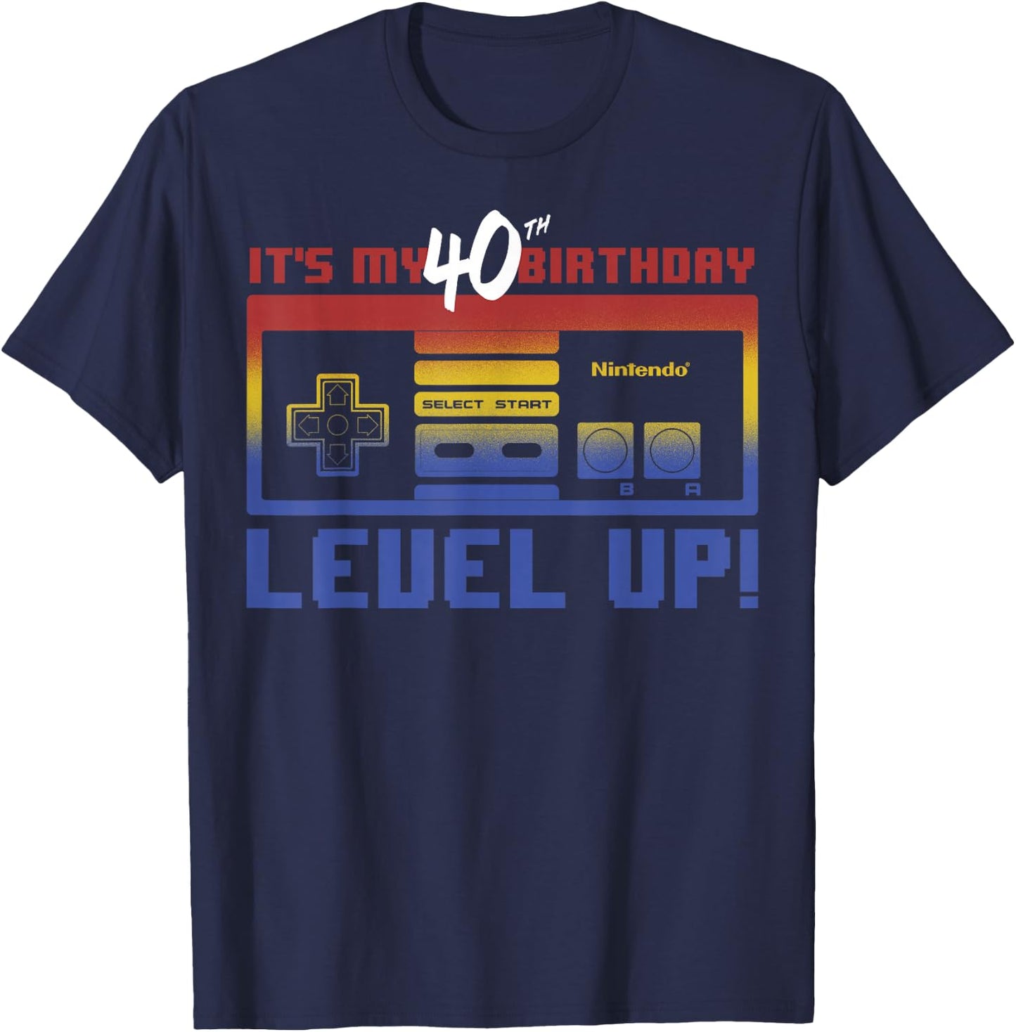 Nintendo It's My 40th Birthday Level Up! SNES Controller T-Shirt - T-Shirt | Navy