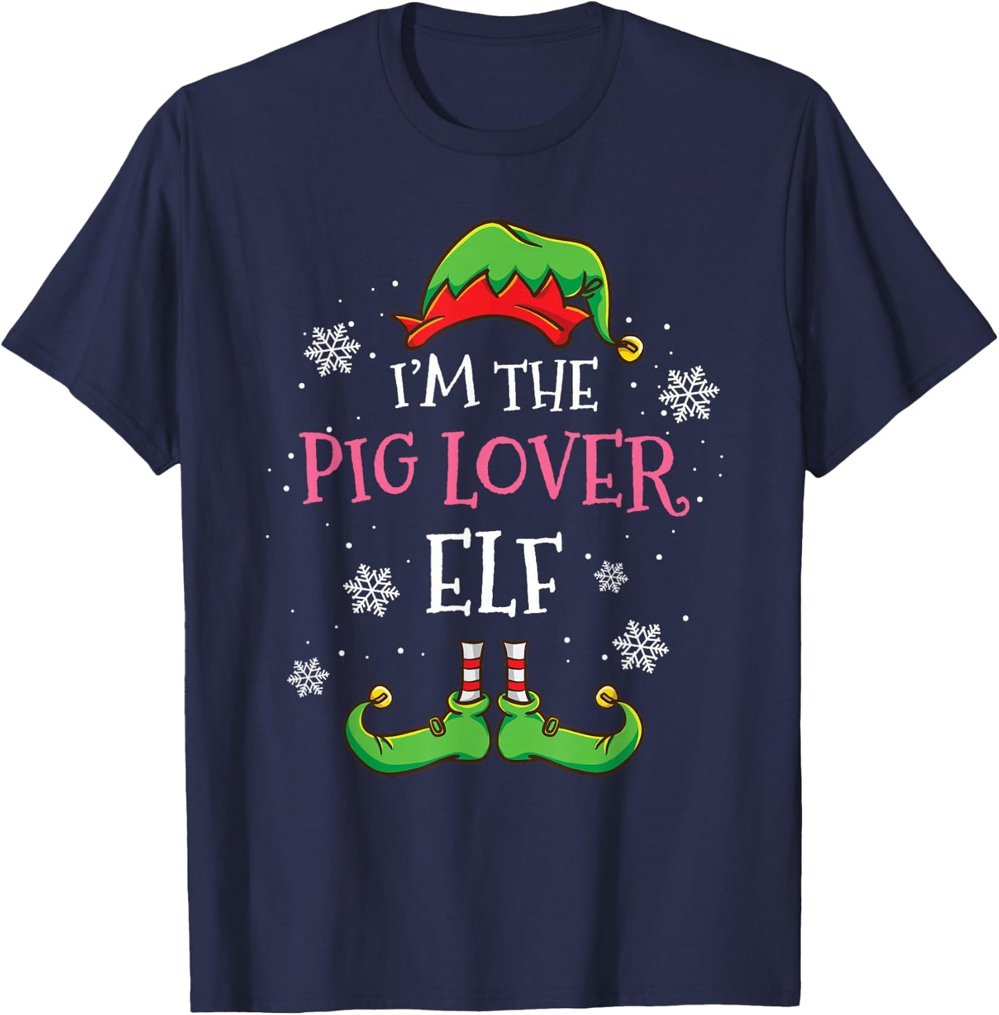Im The Pig Lover Elf Christmas T-Shirt - T-Shirt | Navy