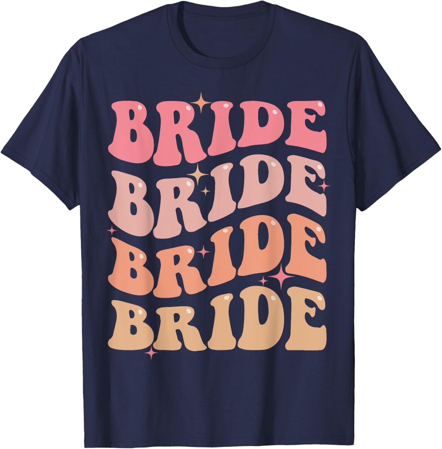 Retro Bride Groovy Theme Bridal Shower Bachelorette Party T-Shirt - T-Shirt | Navy