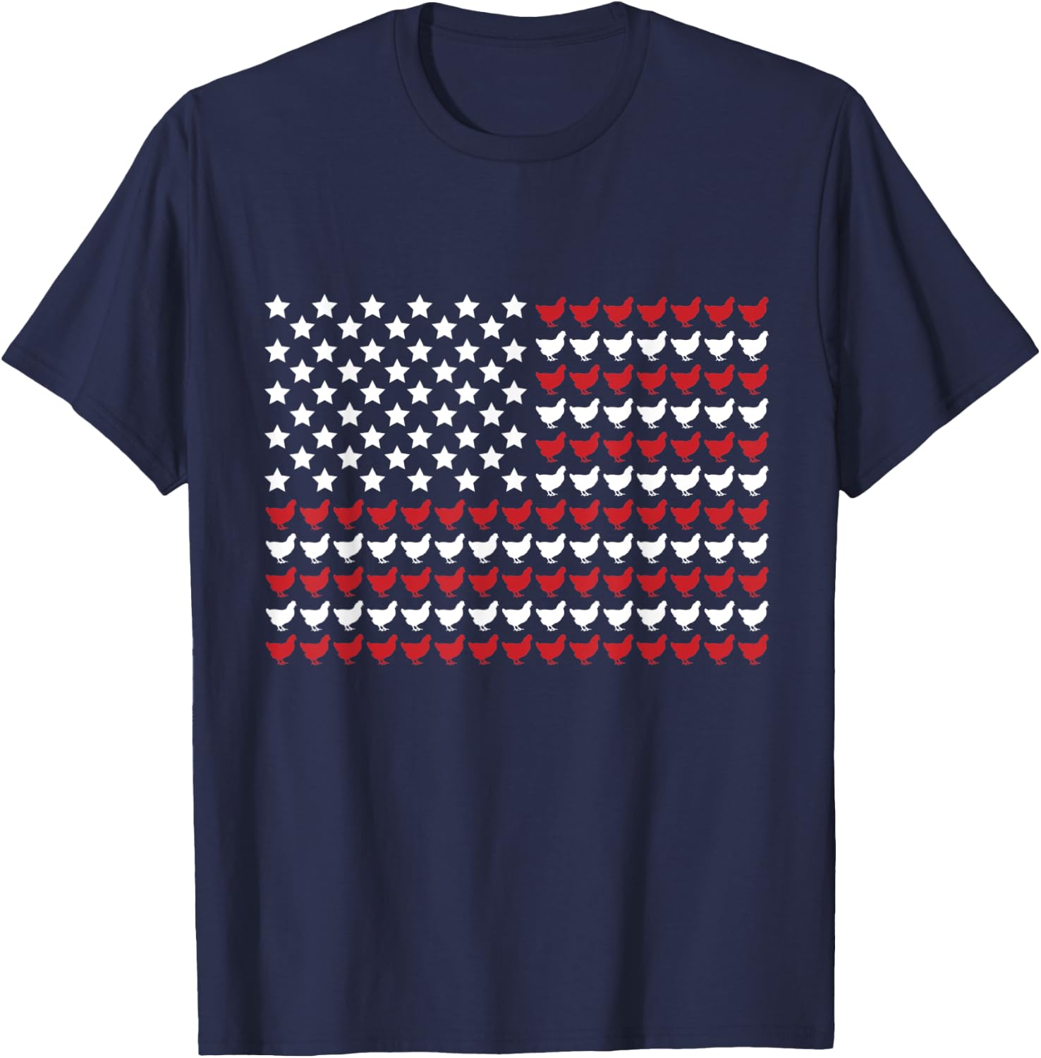 Chicken 4th of July Paw Print American Flag Women Kids Men T-Shirt - T-Shirt | Navy