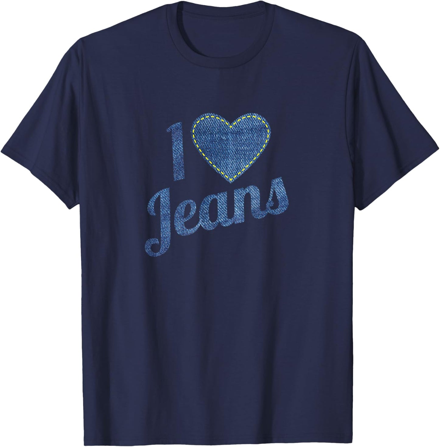 I love Jeans vintage Fashion Design with Seam Heart T-Shirt - T-Shirt | Navy