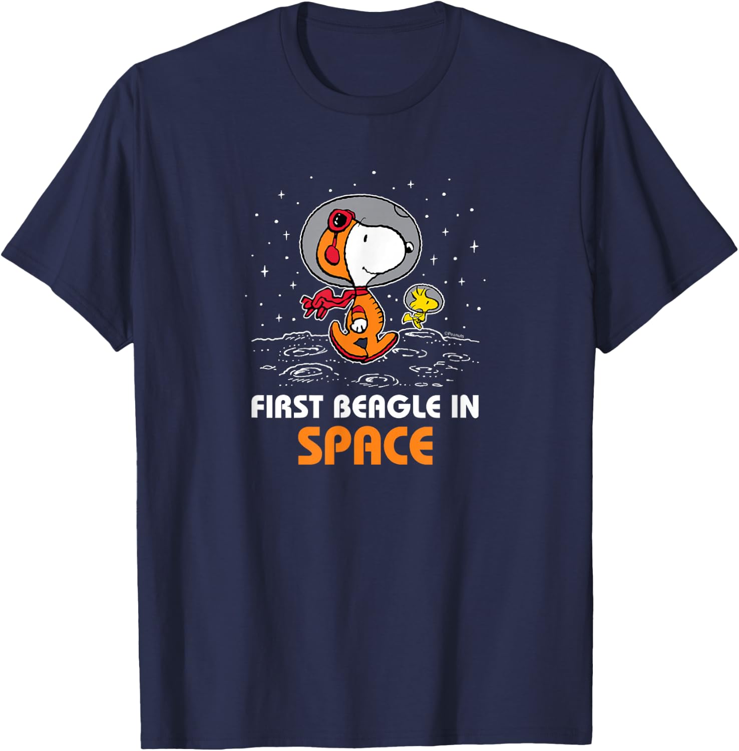 Peanuts - Snoopy and Woodstock First Beagle In Space T-Shirt - T-Shirt | Navy