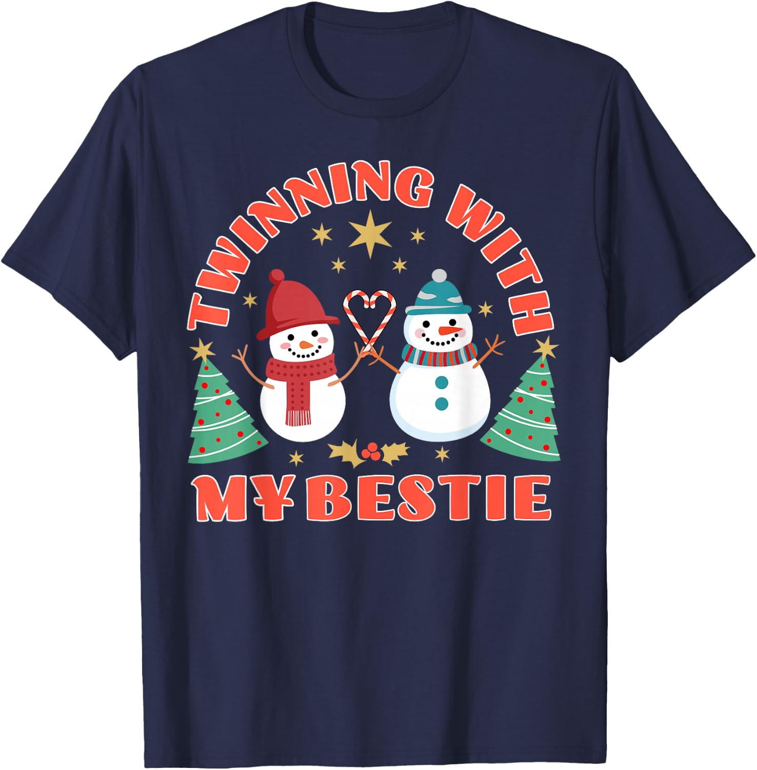 Spirit Week Christmas Twinning With My Bestie Twin Day Girls T-Shirt - T-Shirt | Navy