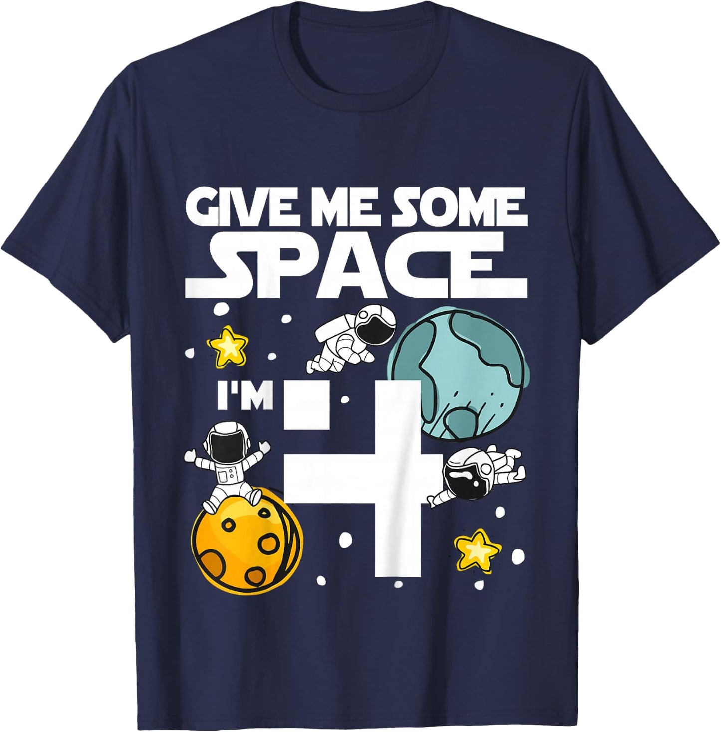 4 Year Old Outer Space Birthday Planets Astronaut 4th Gift T-Shirt - T-Shirt | Navy