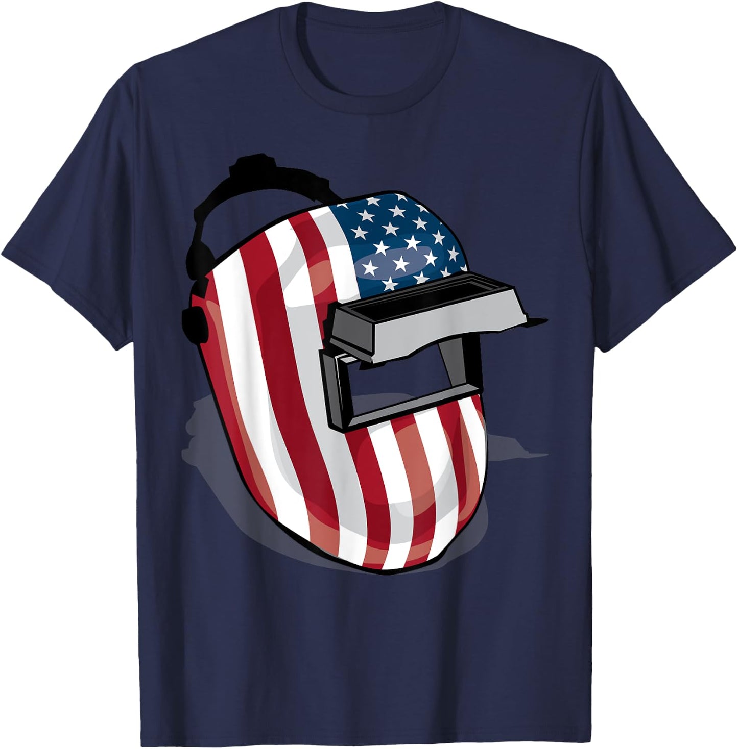 American Flag Welding Helmet Shape Shirt | Cute Welder Gift Women Kids Men T-Shirt - T-Shirt | Navy