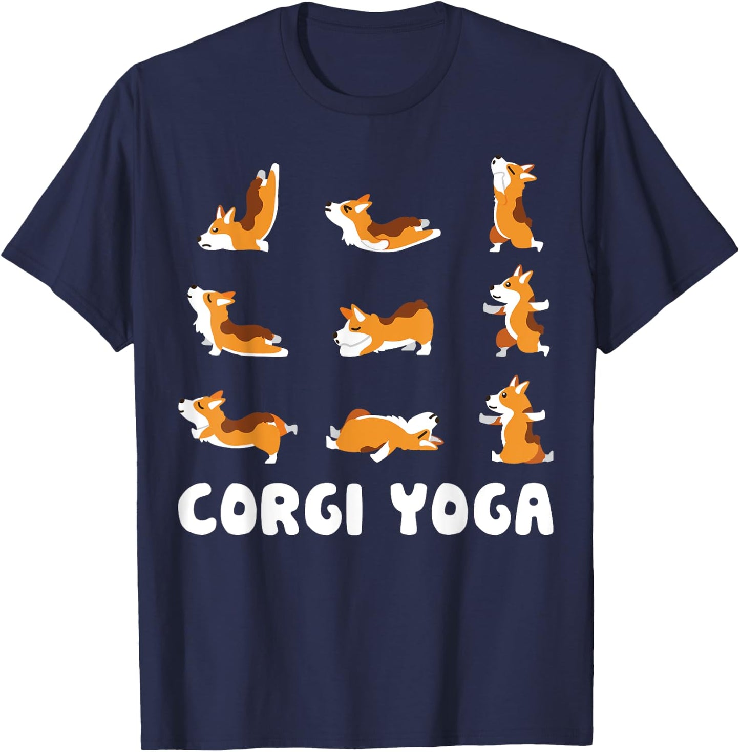 Corgi Yoga Cute Meditation Workout Exercise Dog Mom Gift T-Shirt - T-Shirt | Navy