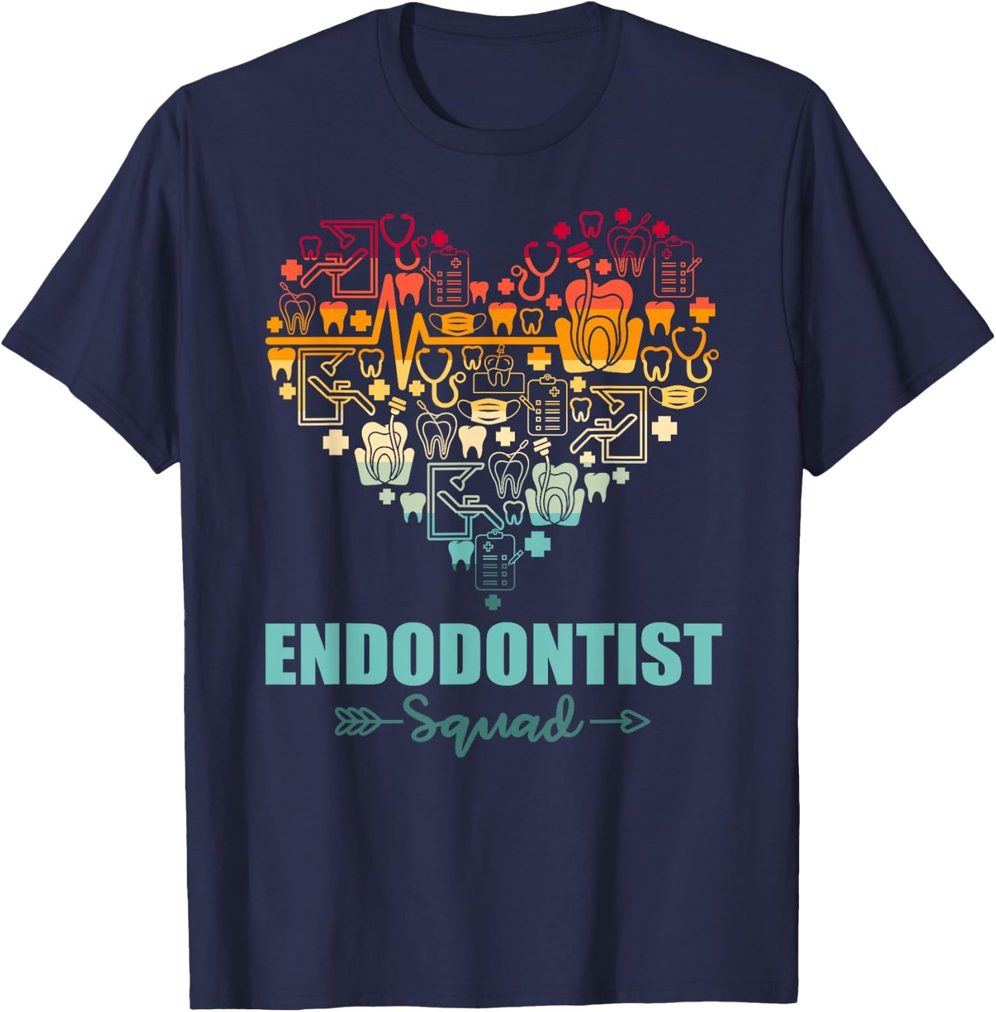 Endodontist Heart Funny Vintage Endodontic Dental T-Shirt - T-Shirt | Navy