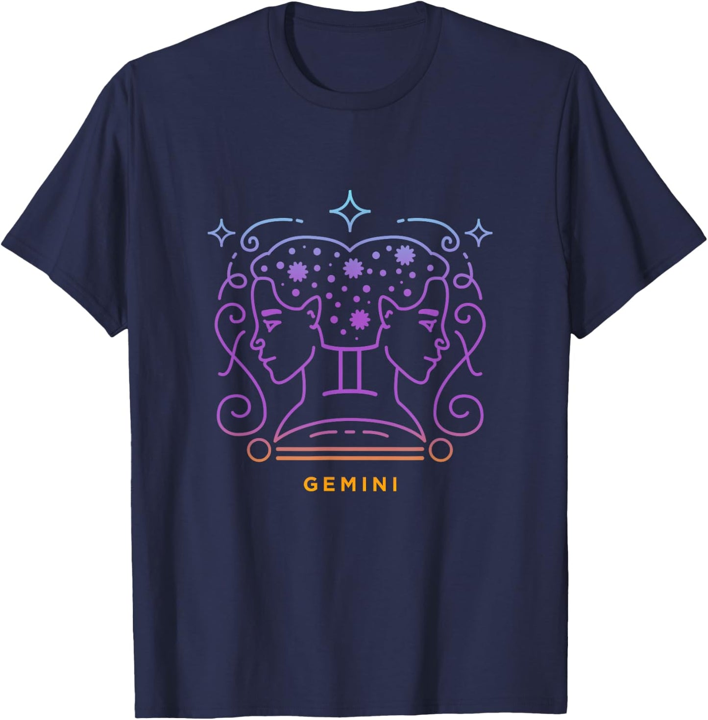 Gemini Twins Zodiac Symbol Astrology T-Shirt - T-Shirt | Navy