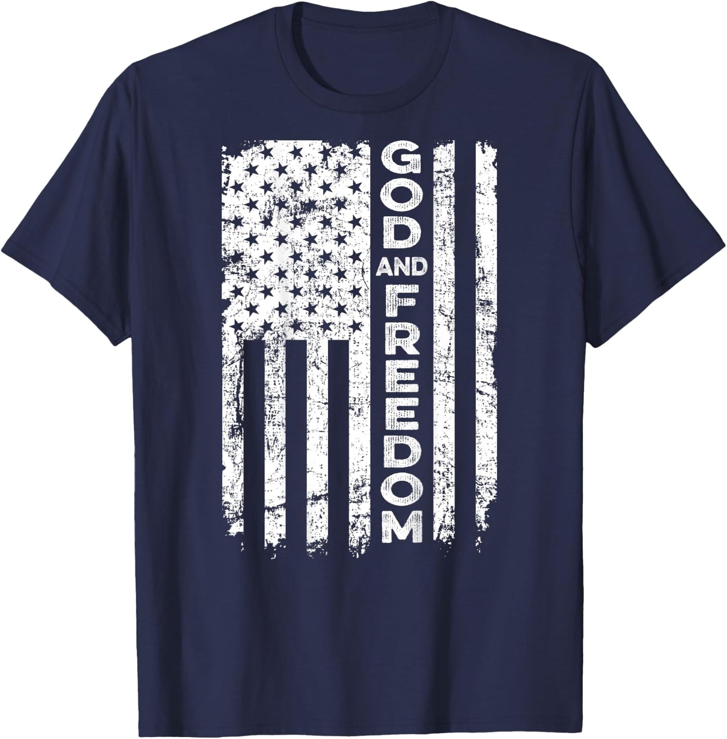 God And Country - Patriotic Christian USA Flag (ON BACK) T-Shirt - T-Shirt | Navy