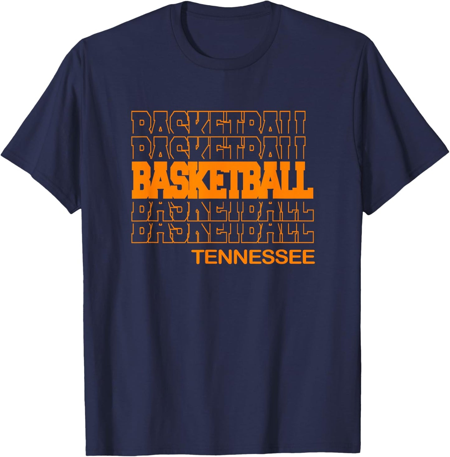 Basketball Tennessee in Modern Stacked Lettering T-Shirt - T-Shirt | Navy