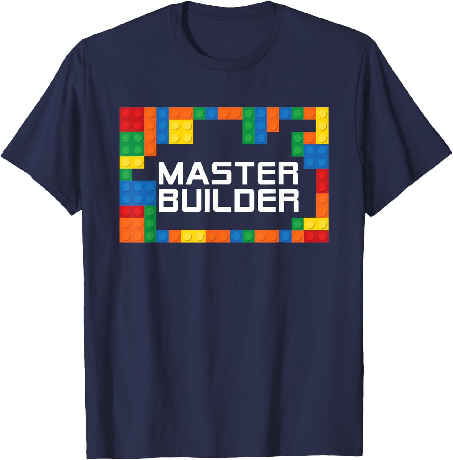Master Builder Engineer Big Building Blocks Build Children T-Shirt - T-Shirt | Navy