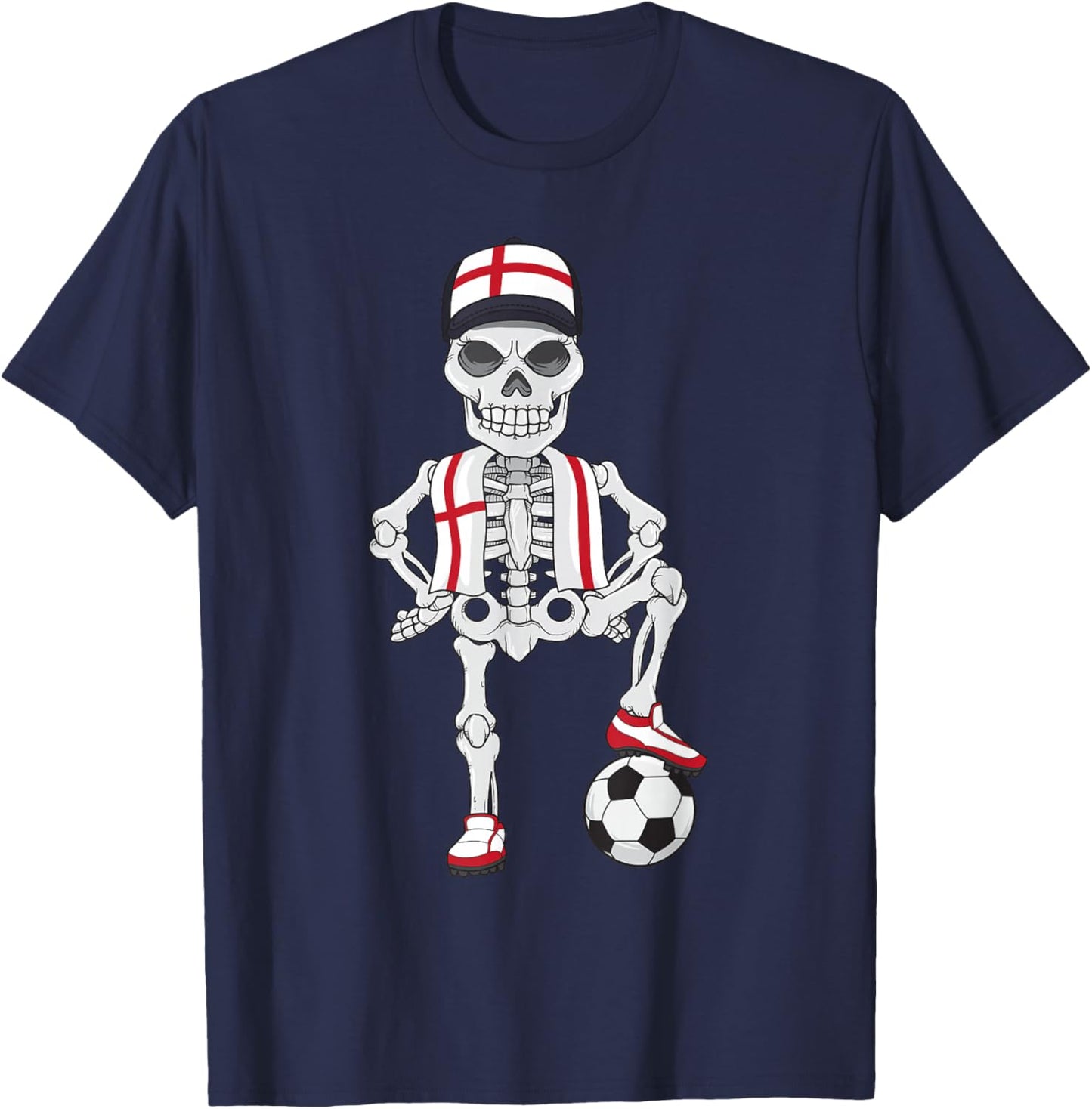 England Soccer Skeleton Fan Team Gift T-Shirt - T-Shirt | Navy