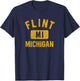 Flint Michigan Gym Style Distressed Amber Print T-Shirt - T-Shirt | Navy