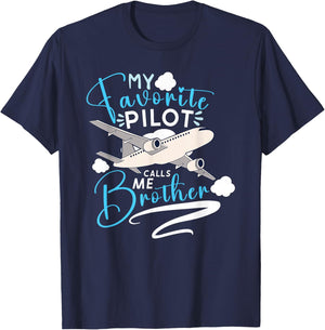 Pilot Aviation Airplane Airline Captain Aviator Aircraft T-Shirt - T-Shirt | Navy
