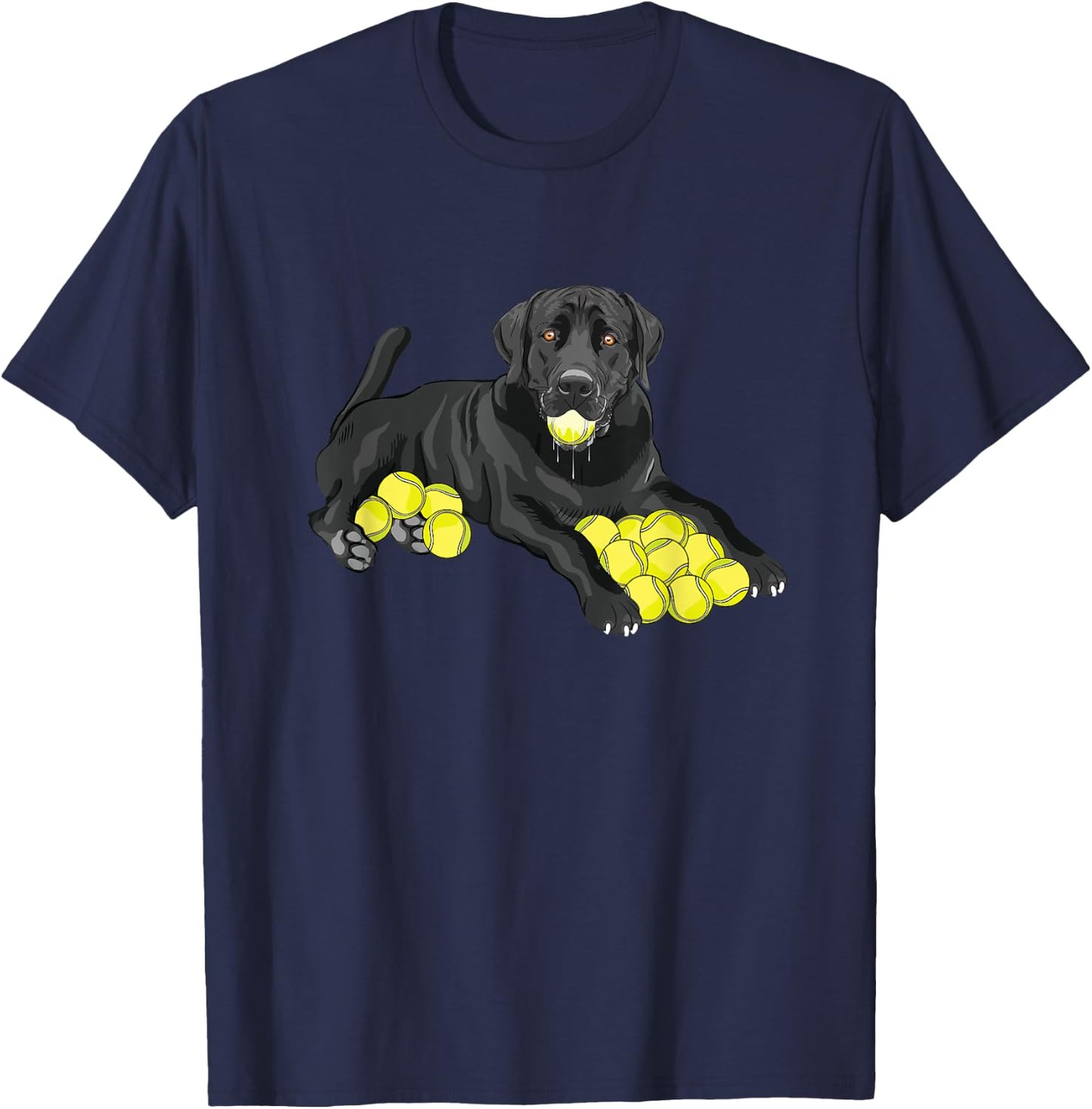 Black Labrador Retriever Tennis Ball Tennis Player Dog Lover Men Women T-Shirt - T-Shirt | Navy