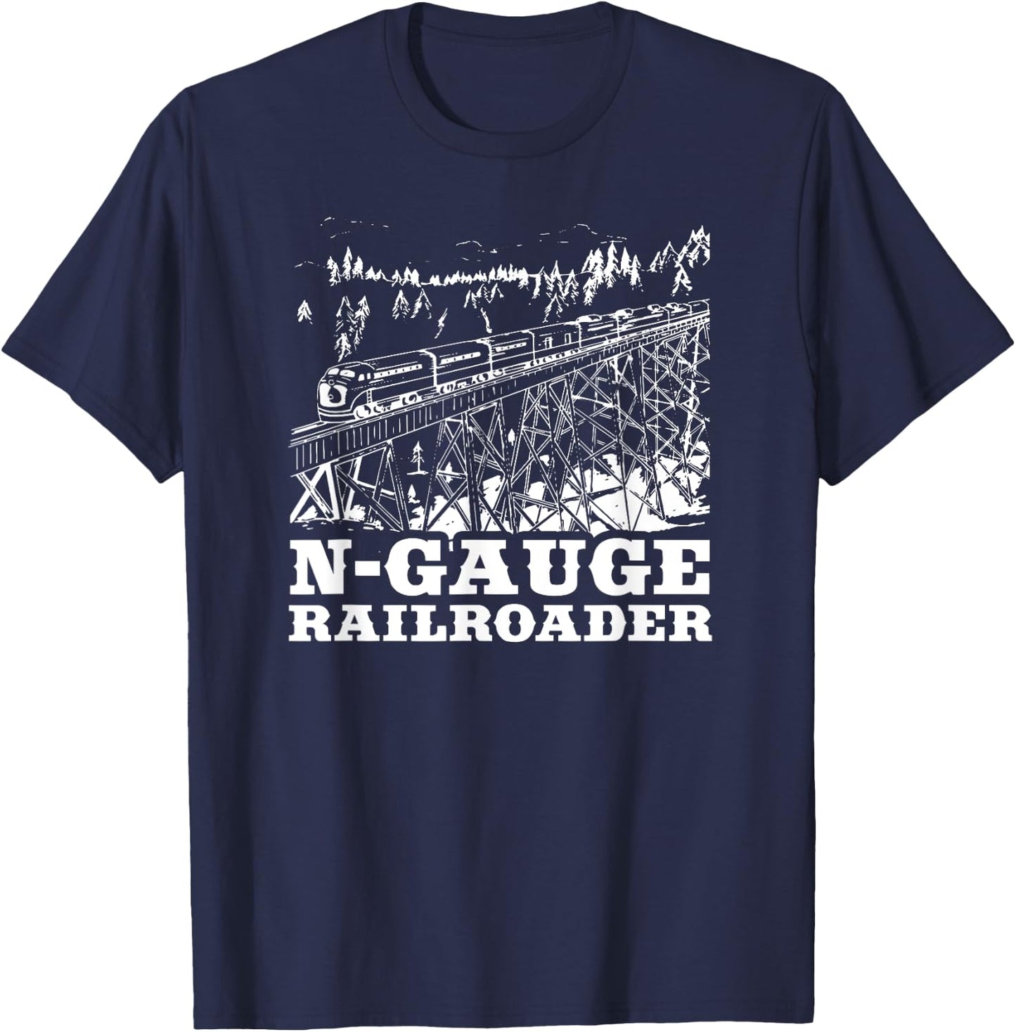 Model Train N Gauge Railroad Model Railway Train N Scale T-Shirt - T-Shirt | Navy