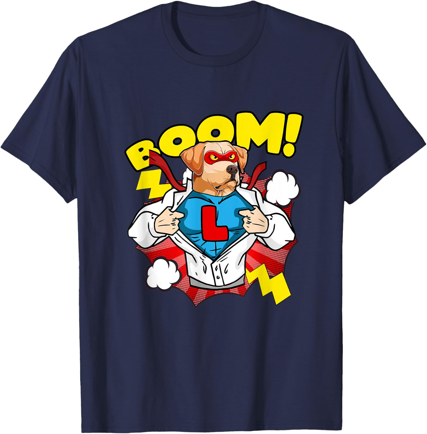 Labrador as Comic Super Hero Dog Men Women Kids T-Shirt - T-Shirt | Navy