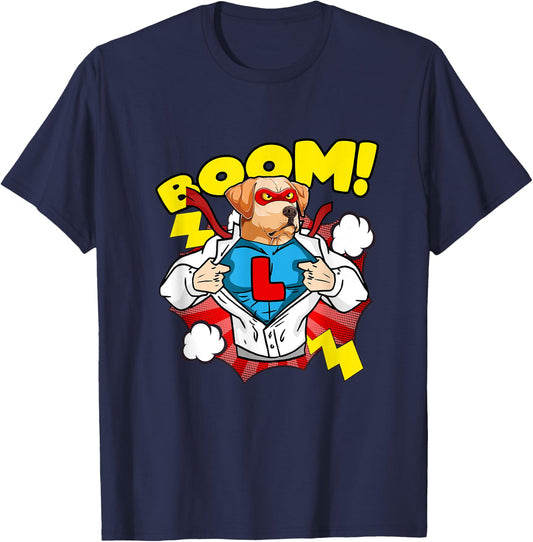Labrador as Comic Super Hero Dog Men Women Kids T-Shirt - T-Shirt | Navy