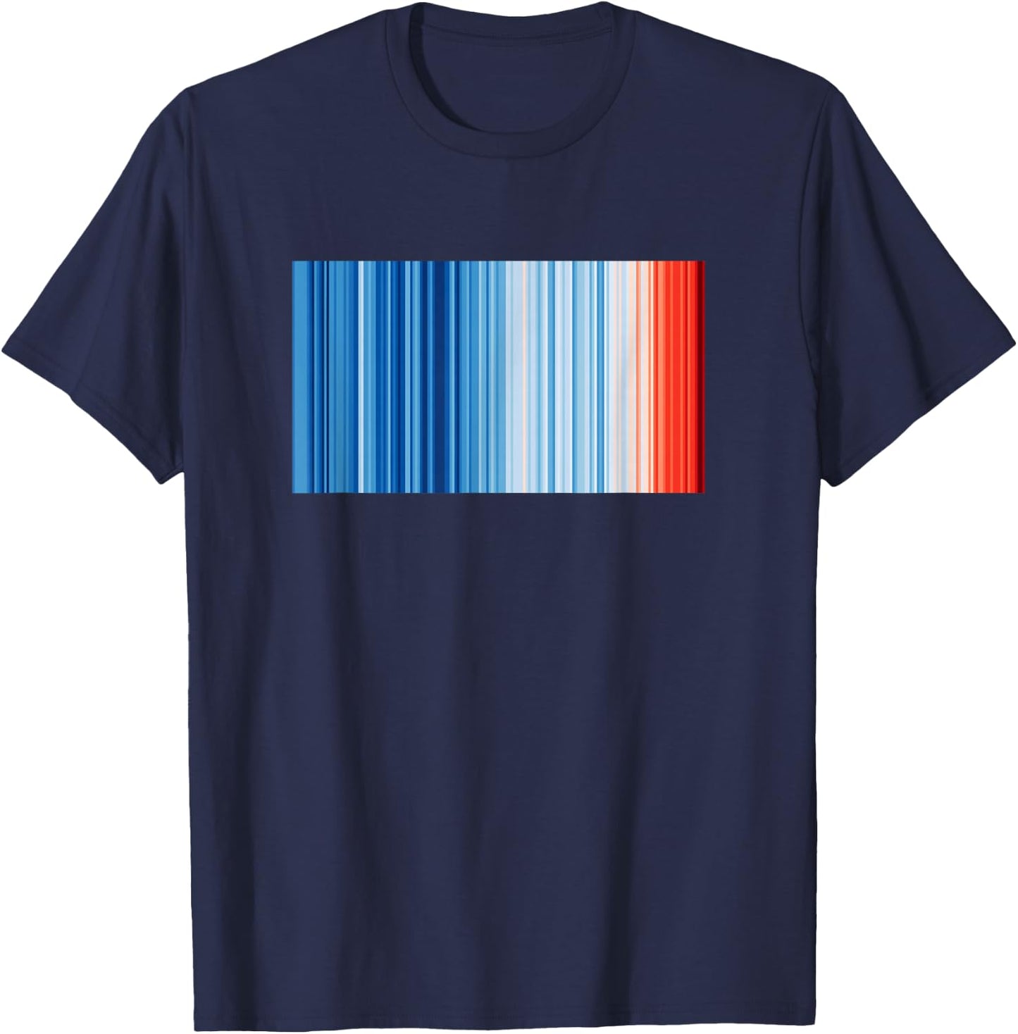 Global Warming Blue Red Stripe Pattern T-Shirt - T-Shirt | Navy