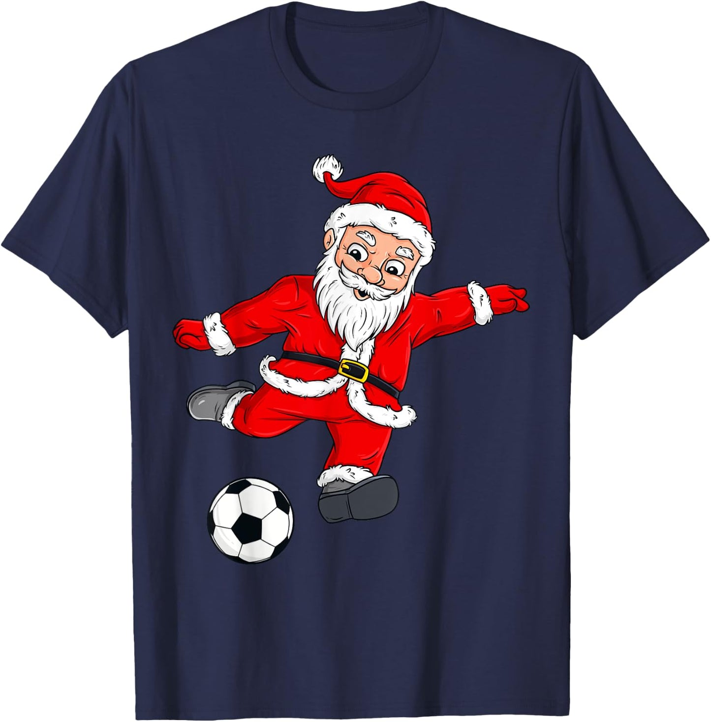 Christmas Santa Claus Soccer Ball Funny Boys Girls Kids Xmas T-Shirt - T-Shirt | Navy