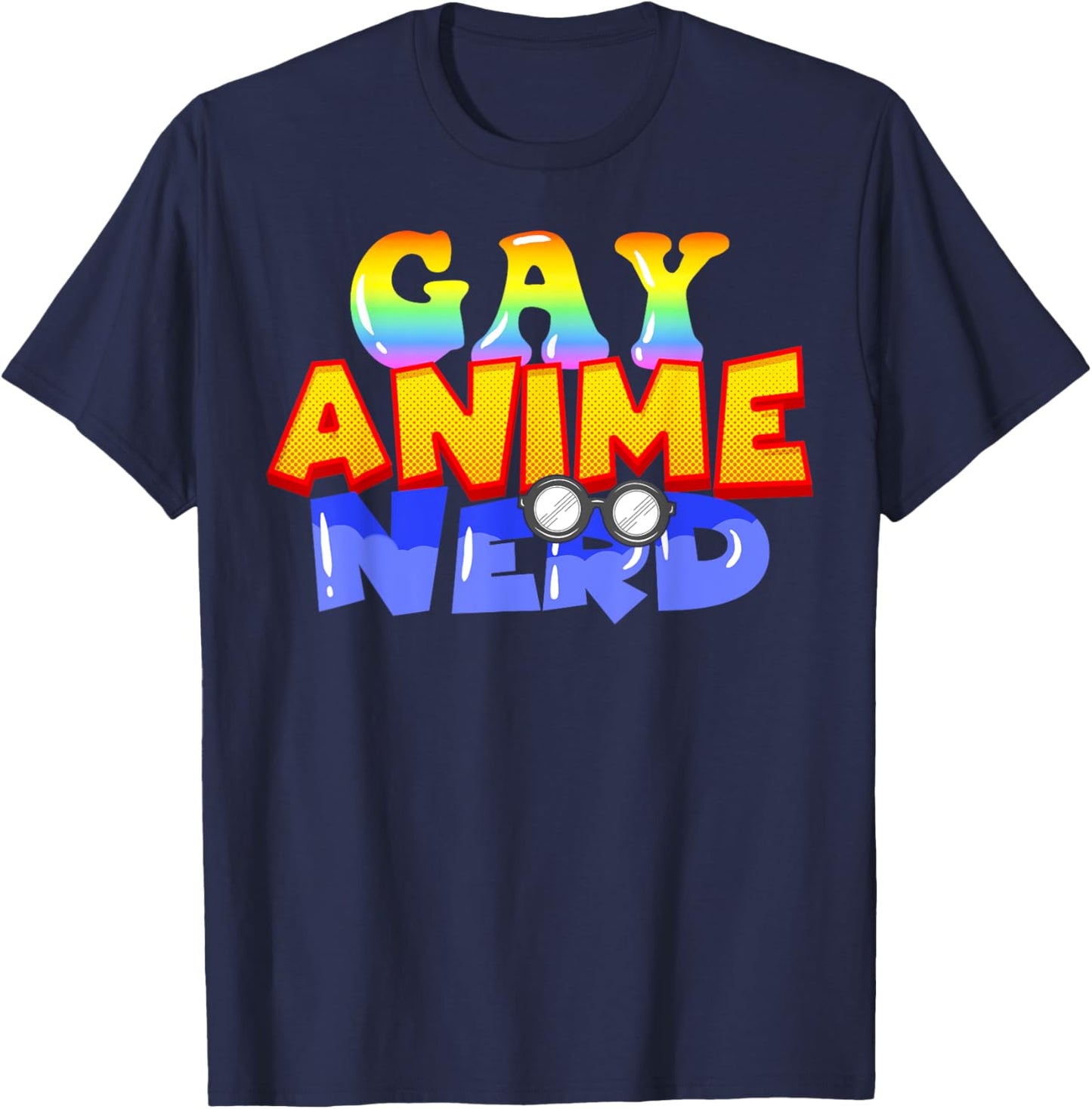 Gay Anime Nerd Funny Anime Lover Pride T-Shirt - T-Shirt | Navy
