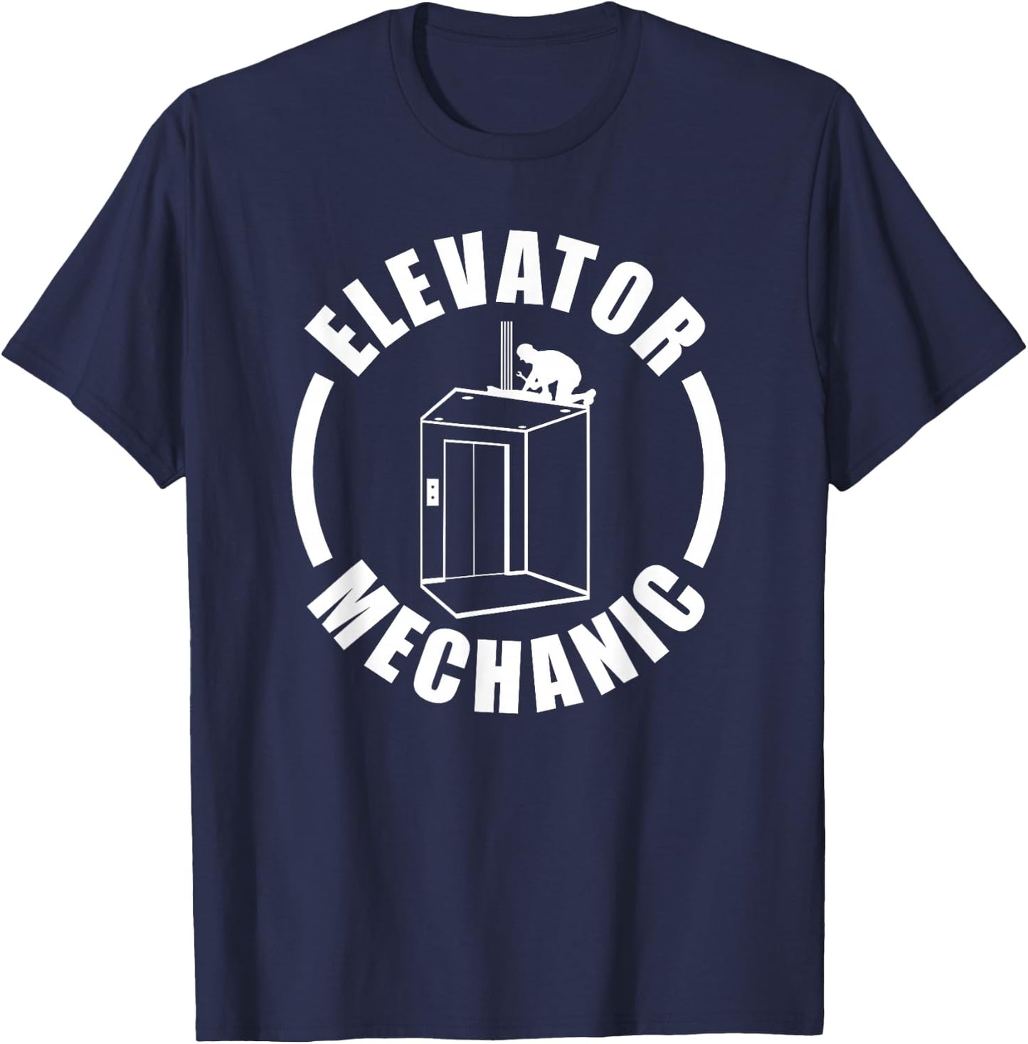 Elevator Mechanic Service Maintenance T-Shirt - T-Shirt | Navy