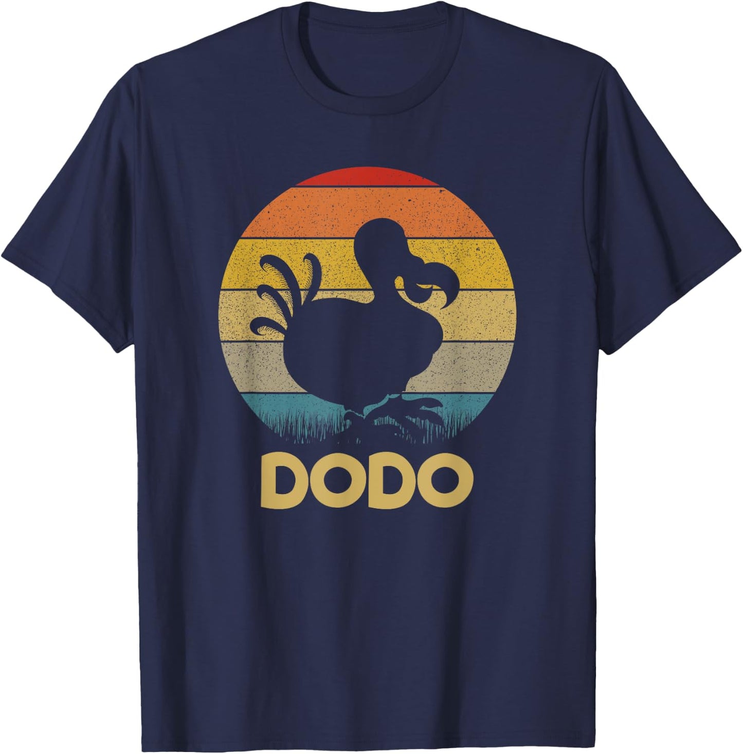 Dodo Retro Sunset Dodo Bird Silhouette Dodo Bird T-Shirt - T-Shirt | Navy