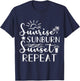 Sunrise, Sunburn, Sunset Repeat T-Shirt - T-Shirt | Navy