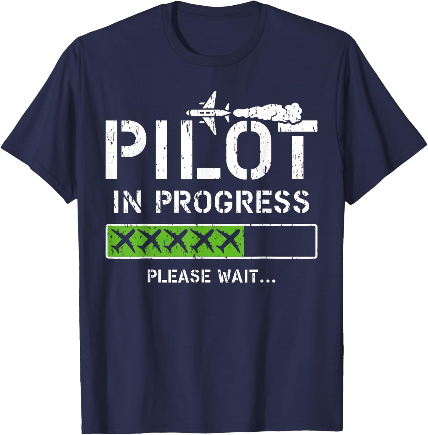 Pilot In Progress Kid Future Pilot Airplane Aviation Flying T-Shirt - T-Shirt | Navy