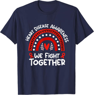 We Fight Together | Red Month Heart Disease Awareness T-Shirt - T-Shirt | Navy