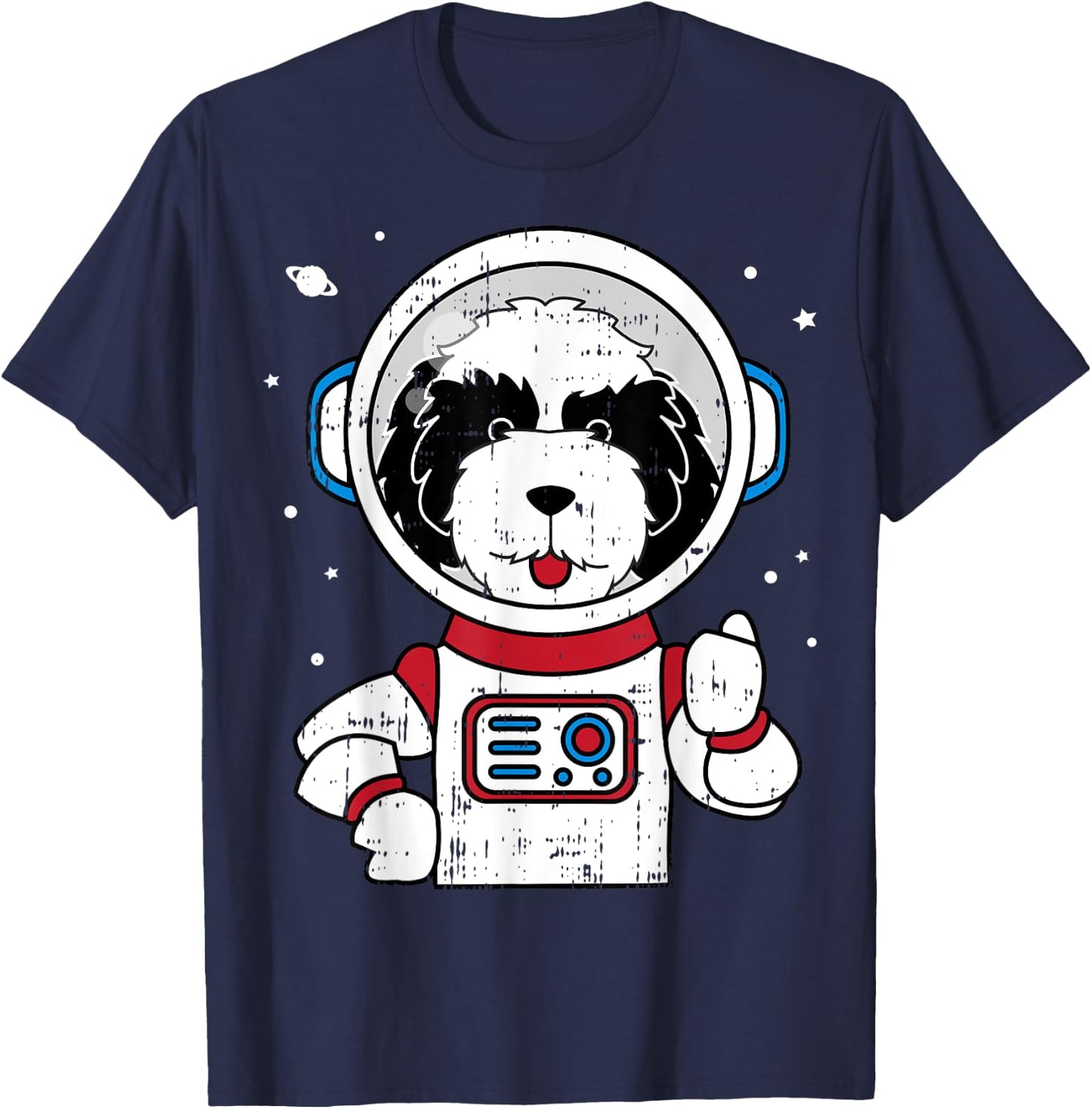 Sheepadoodle Astronaut Space Cute Dog Lover Gift Men Women Kids T-Shirt - T-Shirt | Navy